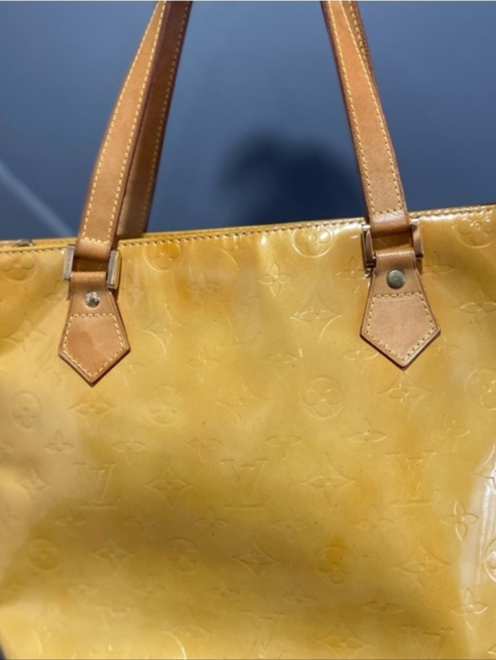 Authentic Louis Vuitton Yellow Monogram Vernis Houston Tote Bag - Picture 6 of 16